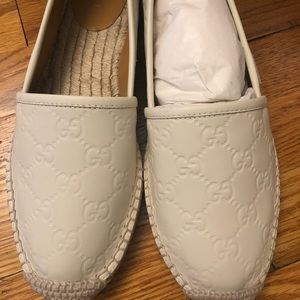 GUCCI GG white leather espadrilles NEVER WORN